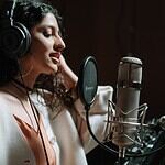 woman in a recording studio
