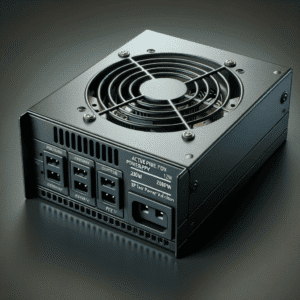 Fonte de alimentação linear para eletrônica, com ventoinha de refrigeração, ideal para sistemas de alta eficiência e confiabilidade.