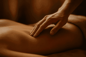 toque sensual nas costas de uma mulher para uma massagem
