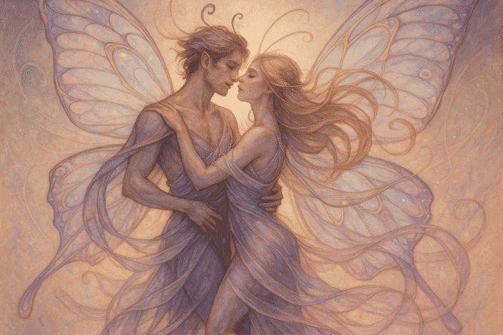 20250724_1140_Butterfly Dance Romance_simple_compose_01k0ydyw42ex49hn2f5mmztbsm Casal que representa a posição da borboleta paraguaia