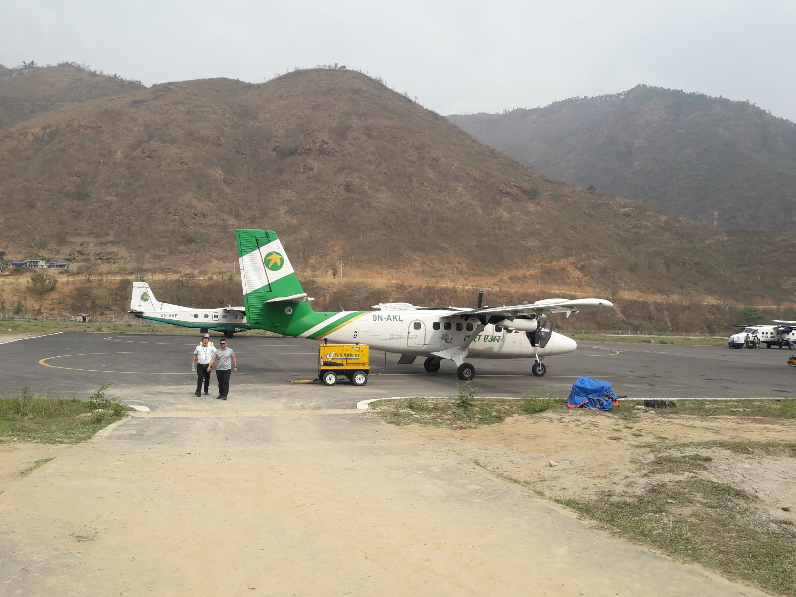 Flight from Manthali to Lukla Twin Otter plane taking off from Manthali Airport (Ramechhap) for Lukla flight with Himalayan mountain views
