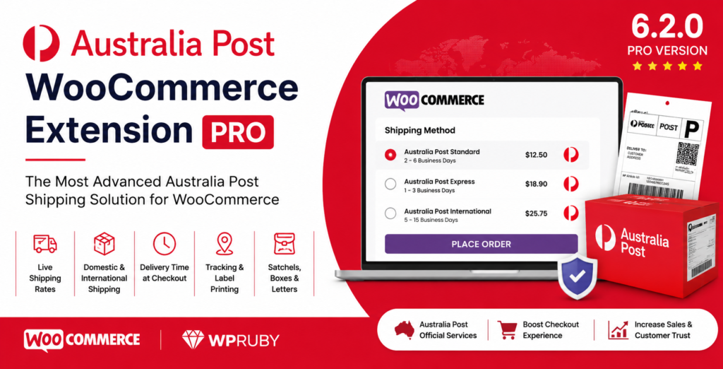 Australia Post WooCommerce shipping extension for seamless order fulfillment.