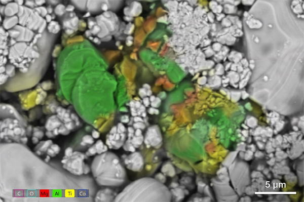 SEM image of contamination with EDS data