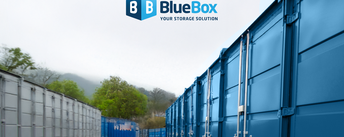 Storage containers at Blue Box Self Storage facility in the UK.