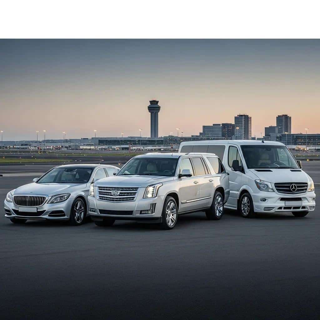 Range of luxury transfer vehicles including executive sedan, SUV and van
