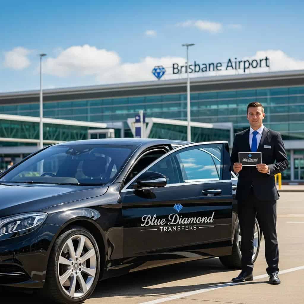 Luxury chauffeur vehicle at Brisbane Airport representing premium transfer services
