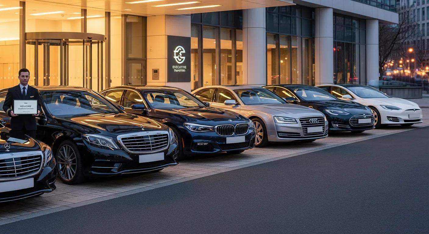 Variety of luxury vehicles available for corporate transfers emphasizing executive travel options