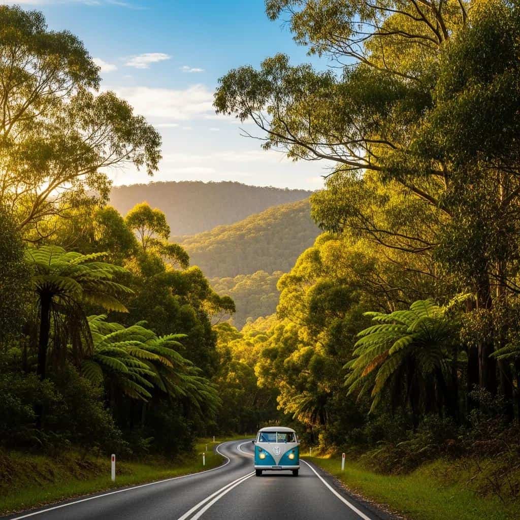 Bells Line of Road showcasing scenic beauty with lush forests and stunning vistas as a travel detour