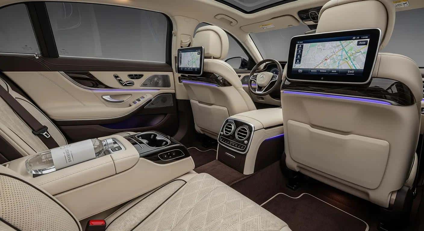 Interior of a luxury vehicle showcasing comfort and exclusivity in chauffeur services