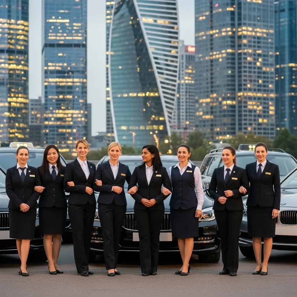 Diverse female chauffeurs celebrating their roles in luxury transport
