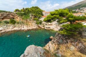 View of one of many natural beaches in Dubrovnik city