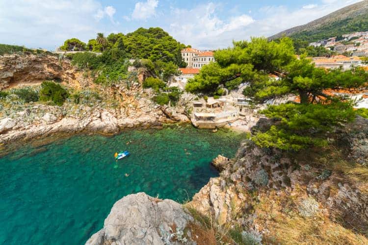 View of one of many natural beaches in Dubrovnik city