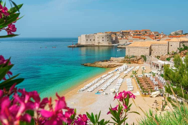 Stunning view of the Old Town from one of the best beaches in Dubrovnik - Banje