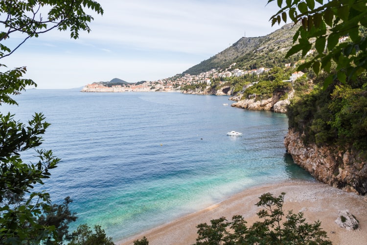 St. Jacob (Sveti Jakov in Croatian) beach facing Old Town Dubrovnik