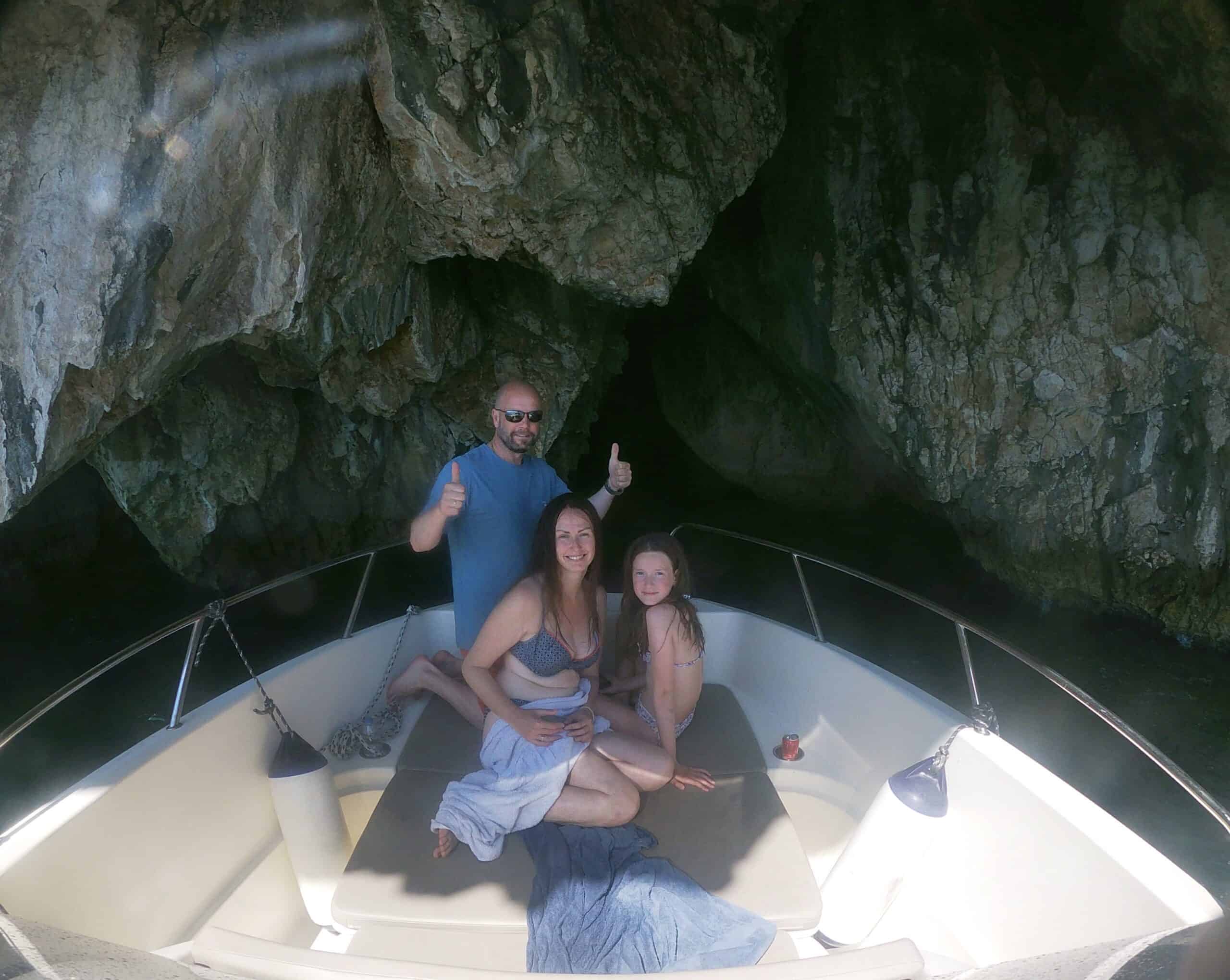 Speedboat Entering the Green Cave on Kalamata Island: Adventurous Exploration in the Elafiti Archipelago
