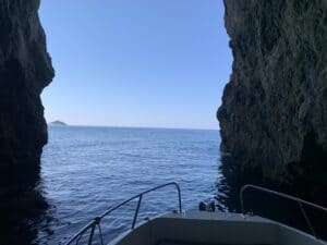 Boat inside Lopud secret cave