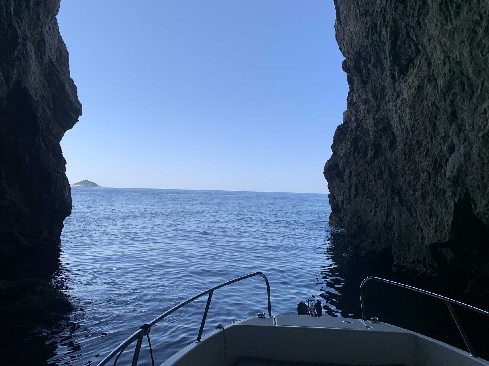 Boat inside Lopud secret cave