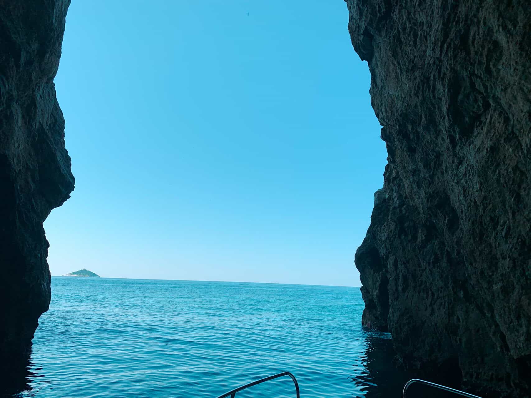 Boat inside Lopud secret cave