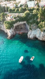 boat in front of Betina Cave