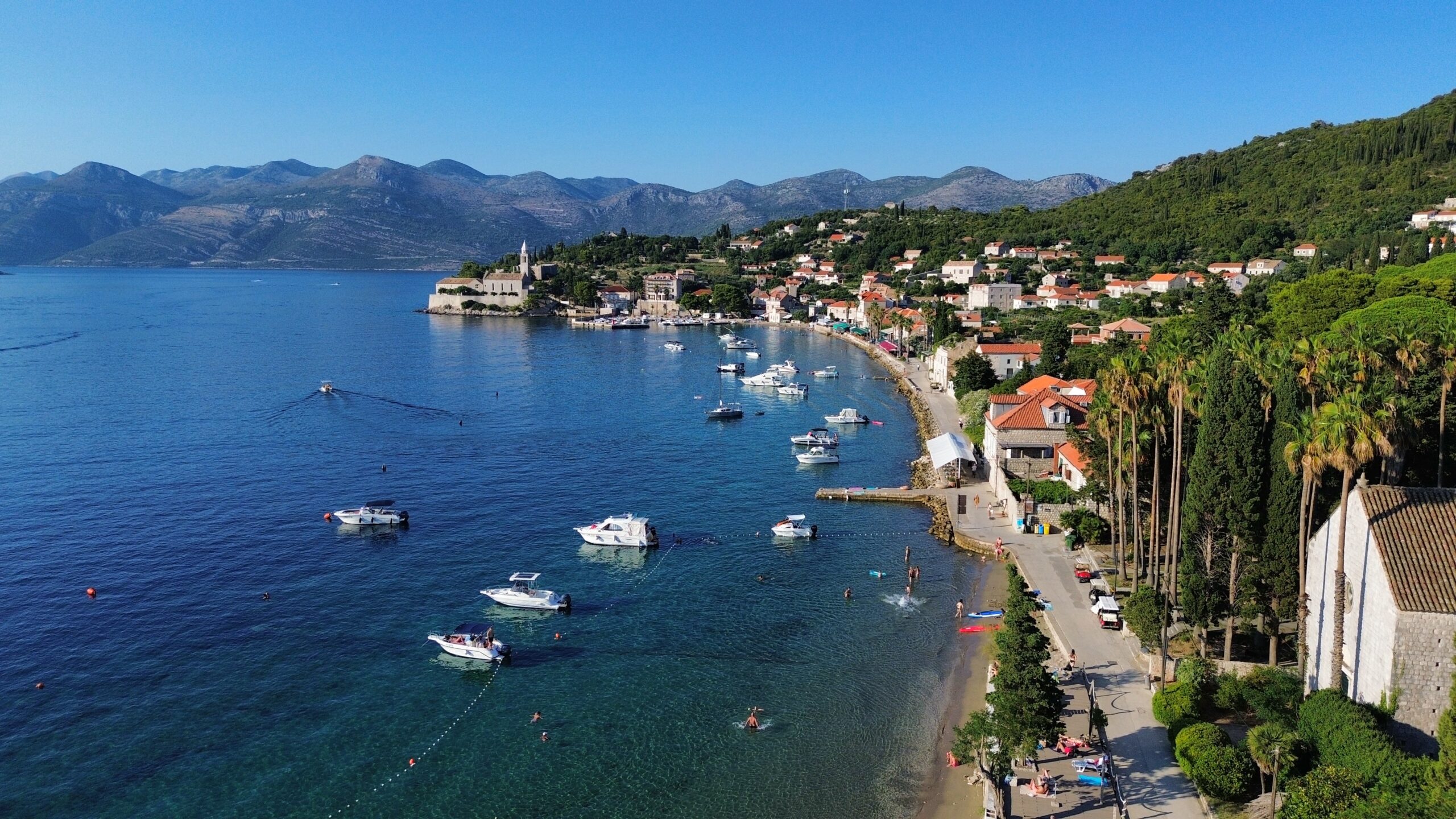Panoramic view of Lopud Island from the air