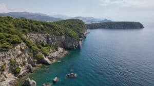 Panoramic view of Koločep Island from the air