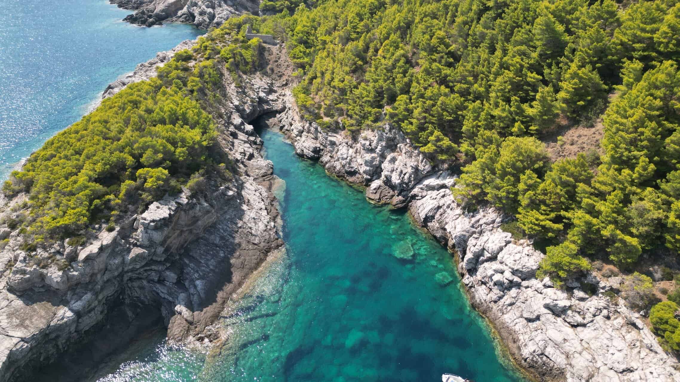 Panoramic view of Lopud Island from the air