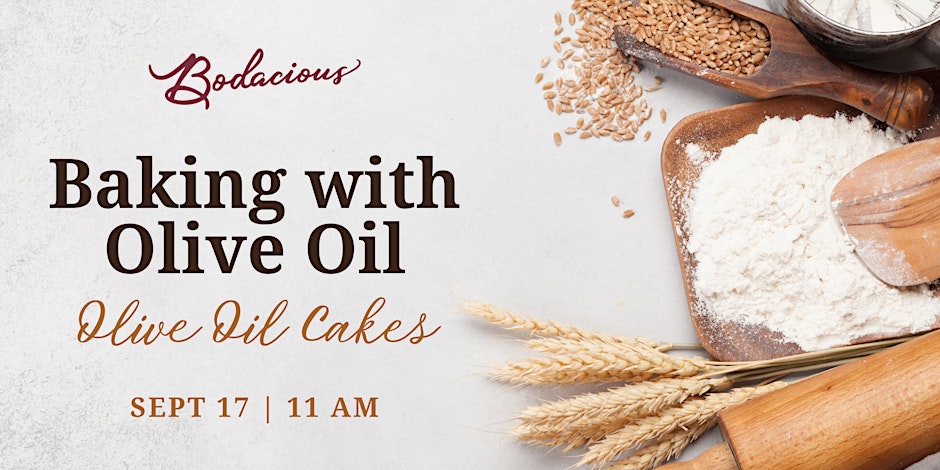 Baking with olive oil, olive oil cakes, baking class, culinary workshop, healthy baking, olive oil recipes, cooking event, baking seminar, olive oil baking techniques.