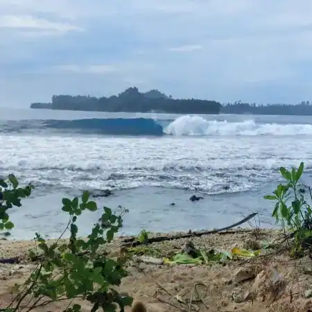 Surf wave break near the village of Peipei, South Siberut, Mentawai