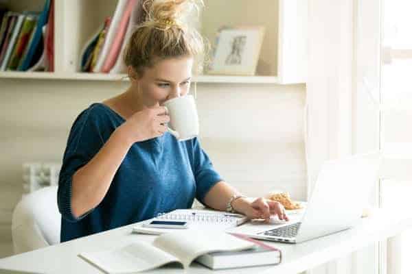 Woman in office on computer