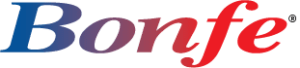 The image shows the word "Bonfe" in a gradient color scheme transitioning from blue to red.