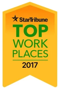 Star Tribune Top Workplaces 2017 badge in yellow and green.