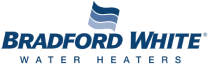 Bradford White Water Heaters logo with a blue and gray wave design above the text.