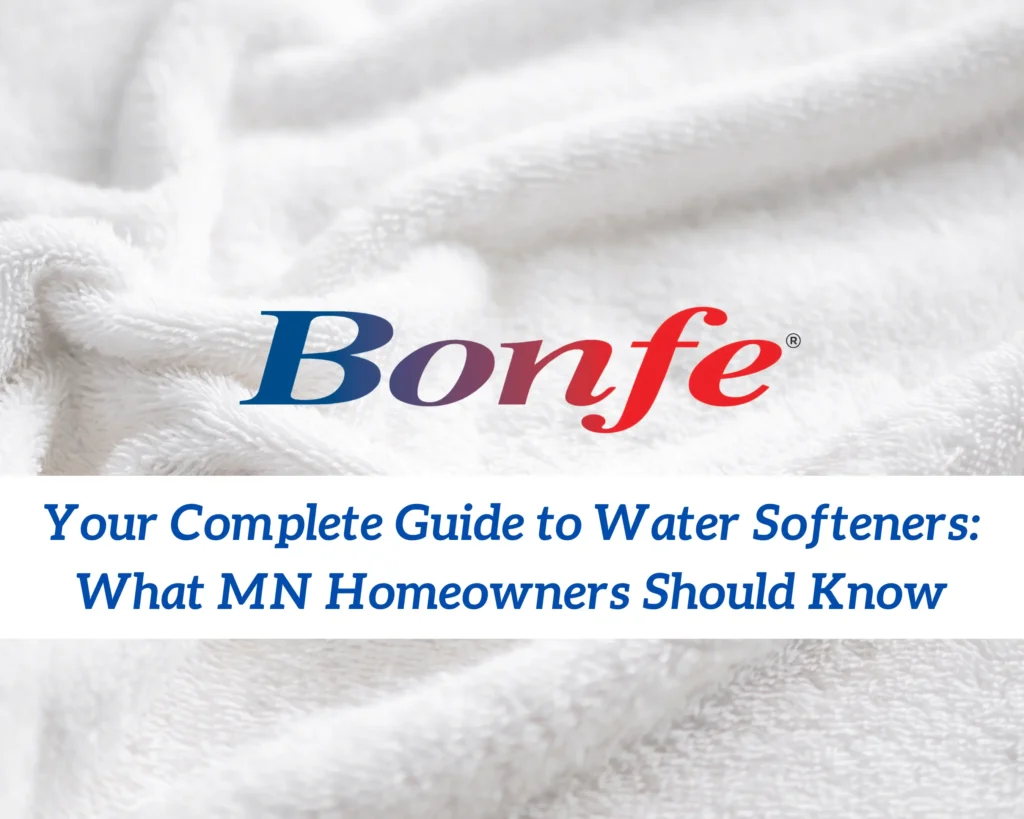 Bonfe Insider logo above the text: "Your Complete Guide to Water Softeners: What MN Homeowners Should Know" on a soft white textured background, as featured in the November 2025 edition.