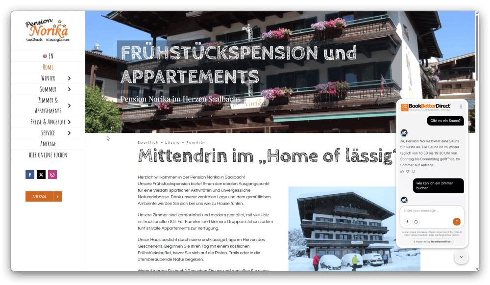 KI Chatbot Receptionista für Hotels, B&Bs, Ferienwohnungen