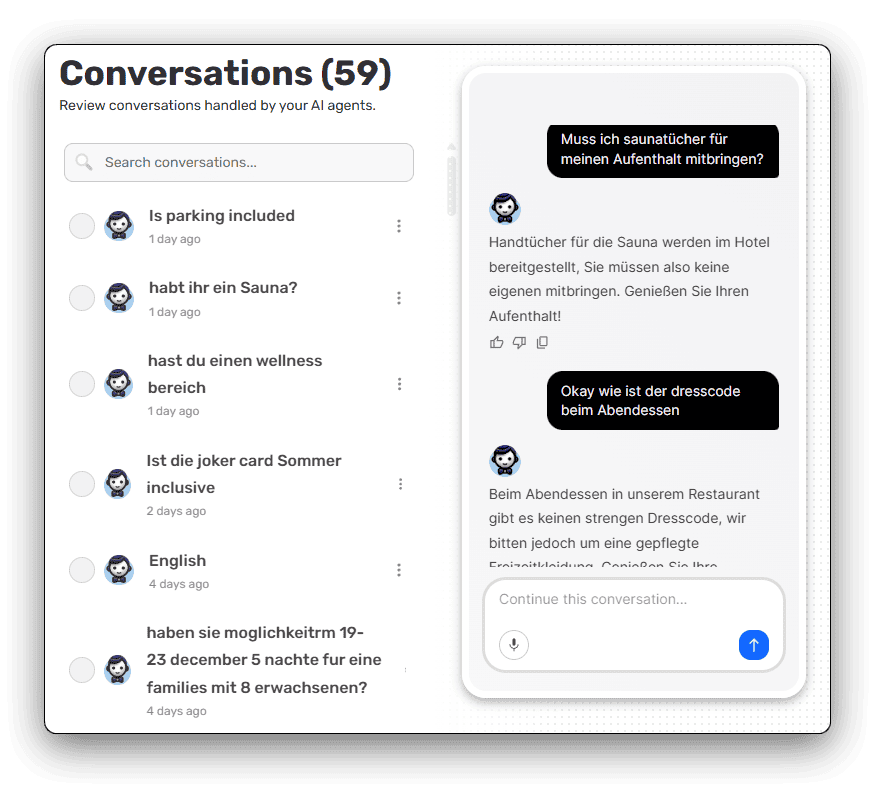 KI Chatbot Receptionista für Hotels, B&Bs, Ferienwohnungen
