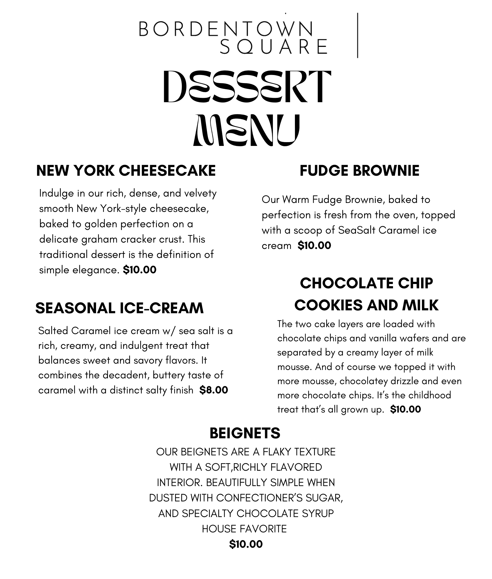 Brown Retro Dessert Menu 8.5 x 10 in - Food Menu
