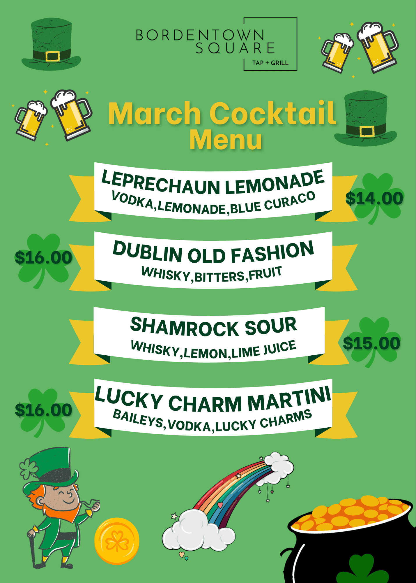 march cocktail menu - Food Menu