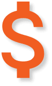 A large, orange dollar sign symbol on a black background.