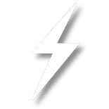 A white lightning bolt icon on a black background with a faint horizontal line crossing behind it.