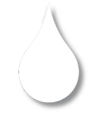 A white droplet shape with a black outline is centered on a solid black background.