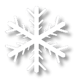 A simple white snowflake symbol with six branches on a solid black background.