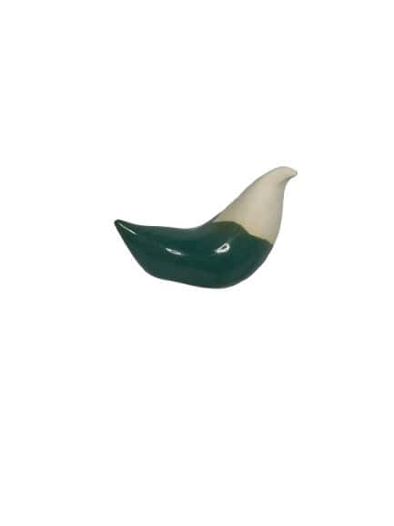 oiseau vert tête blanche céramique