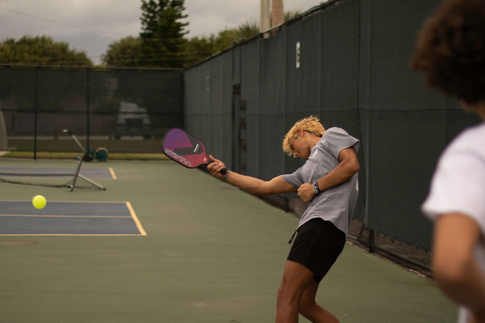 Diane Palia teaching pickleball techniques at Bay-O-Vista Swimming and Tennis Club in San Leandro