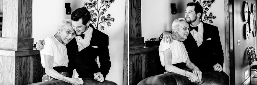 Two black and white photos of a man and woman hugging.
