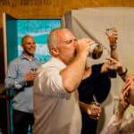 Courtney and James share a love-filled backyard wedding, raising a toast with beer.