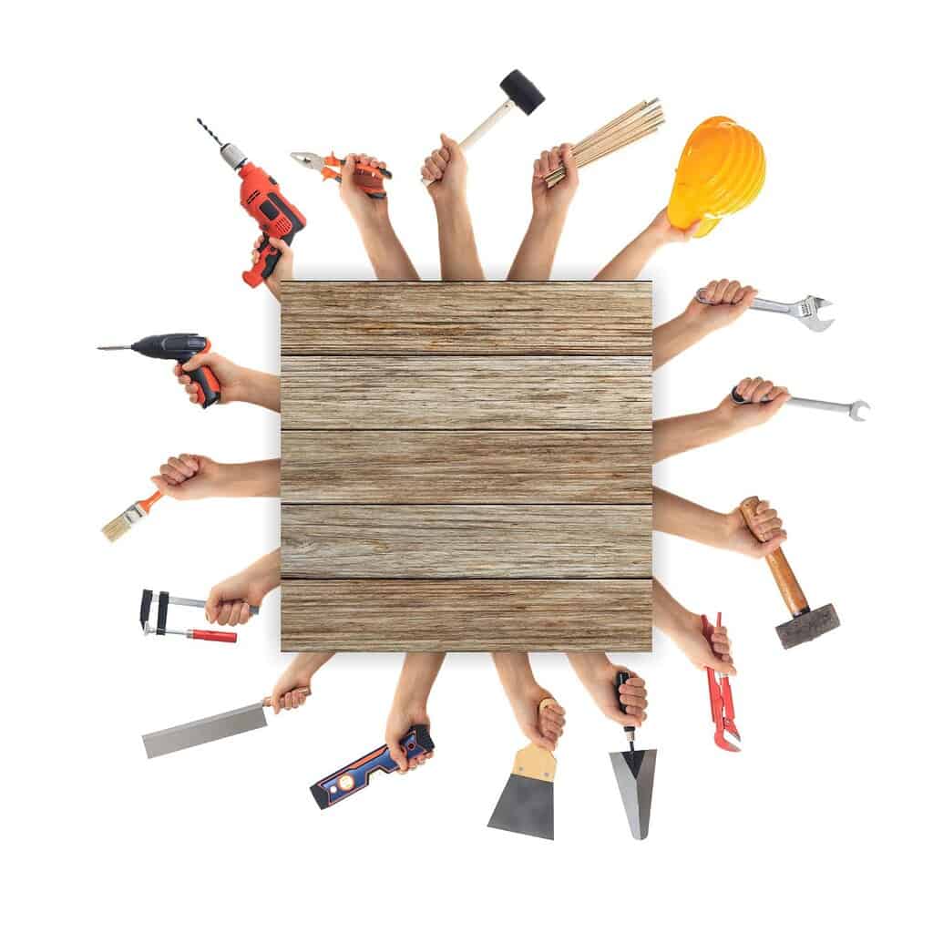 Flexible wooden and leather straps with hand tools at Brampton Straps for DIY projects.