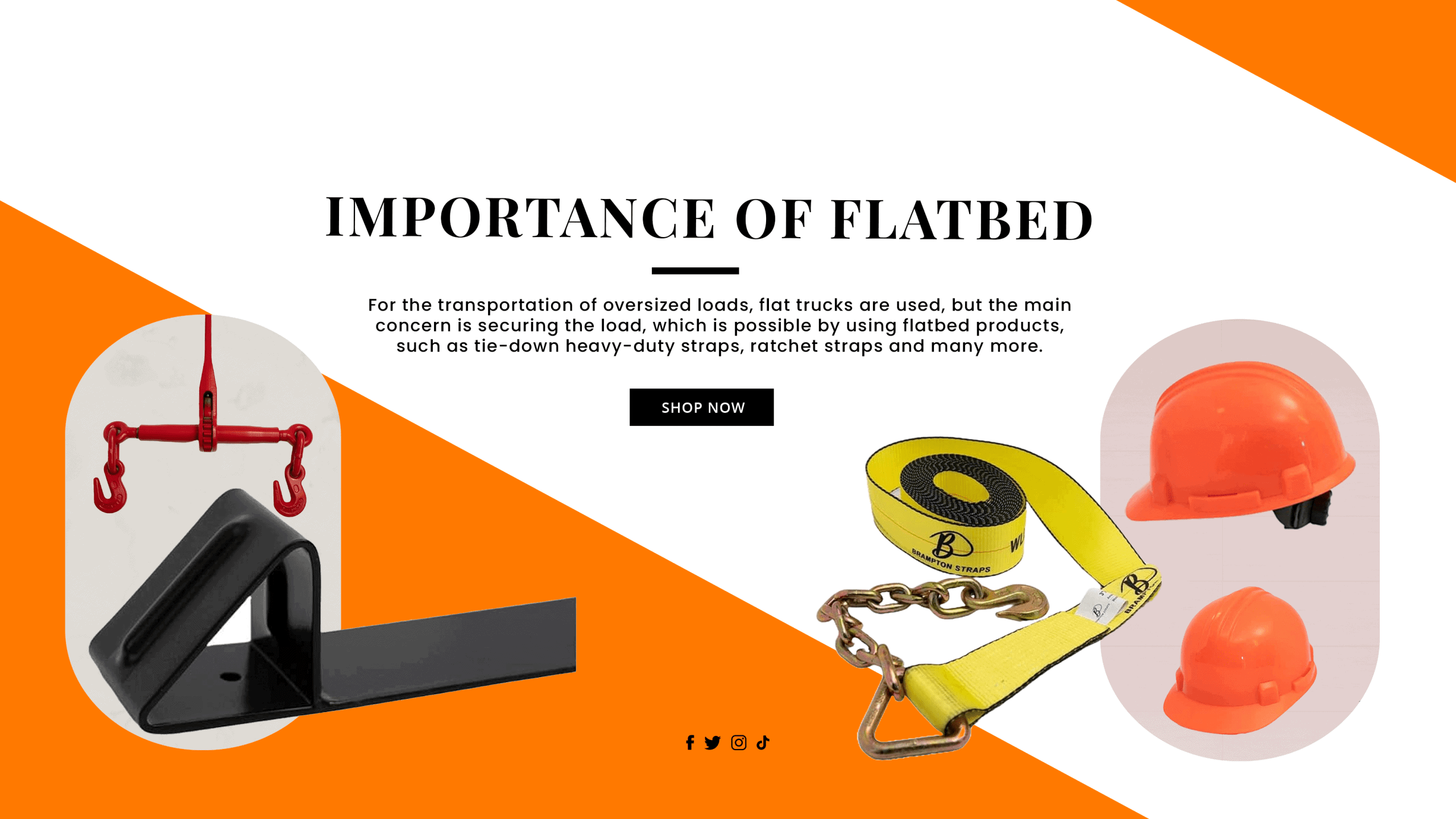 Heavy-duty flatbed straps for secure load transportation.