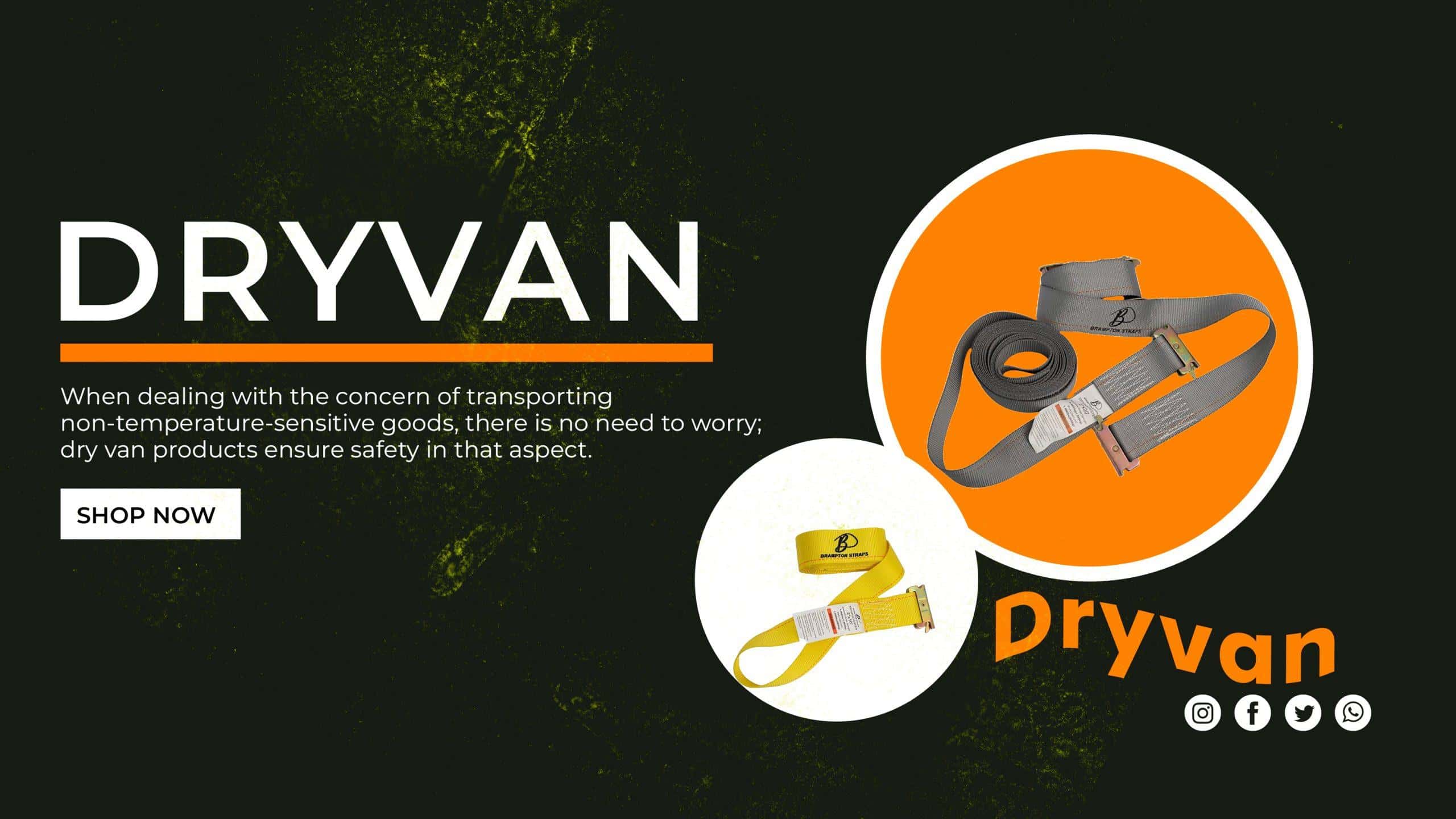 Durvan dry van straps for safe cargo transportation and securing goods.