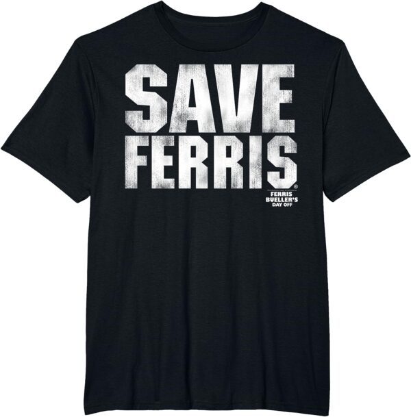 Ferris Beuller's Day Off White Distressed Save Ferris T-Shirt - Image 4