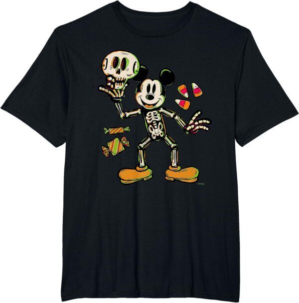 Disney 100 Mickey Mouse Skeleton Costume Halloween D100 T-Shirt - Image 13